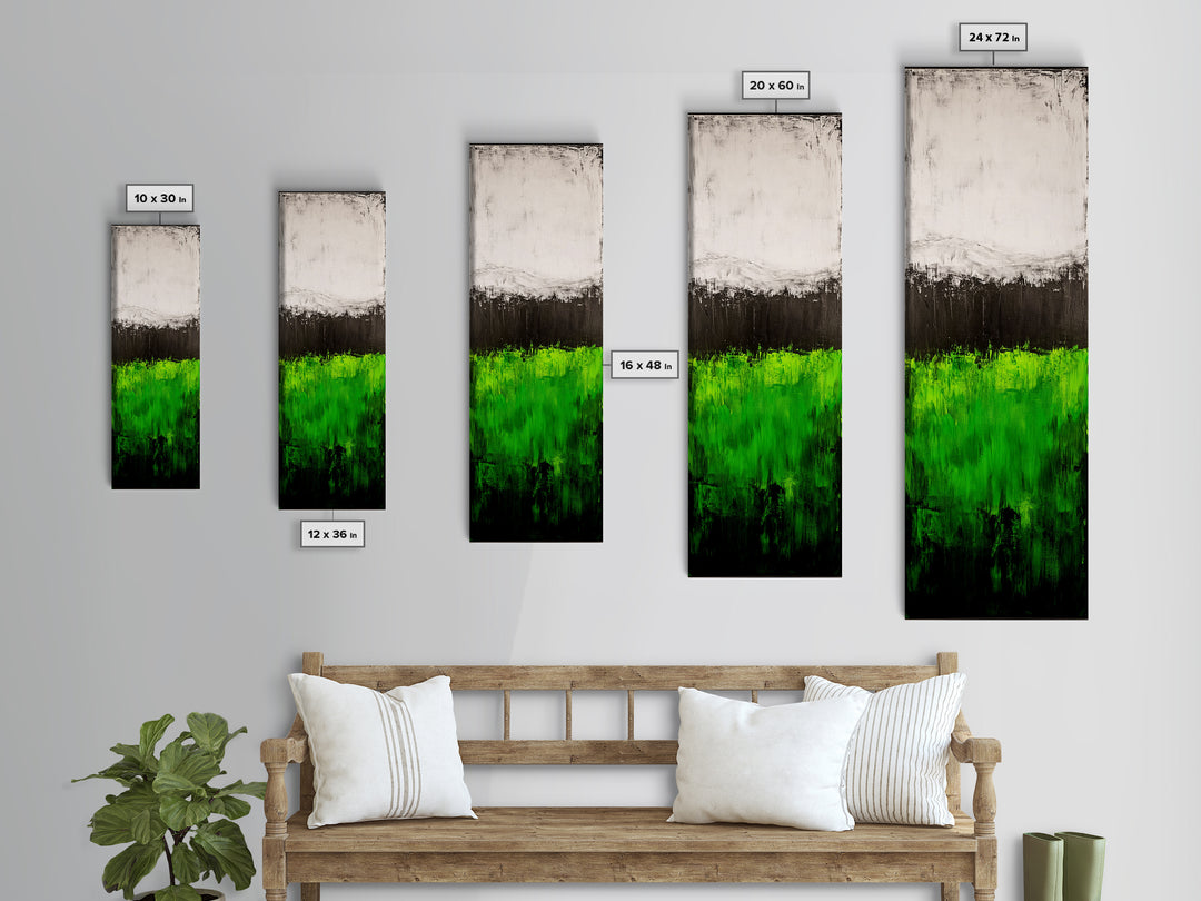 Abstract Green Field, Minimalist Landscape Painting, Modern Nature Art, Canvas Print, Vibrant Green Wall Decor, Contemporary Home Art