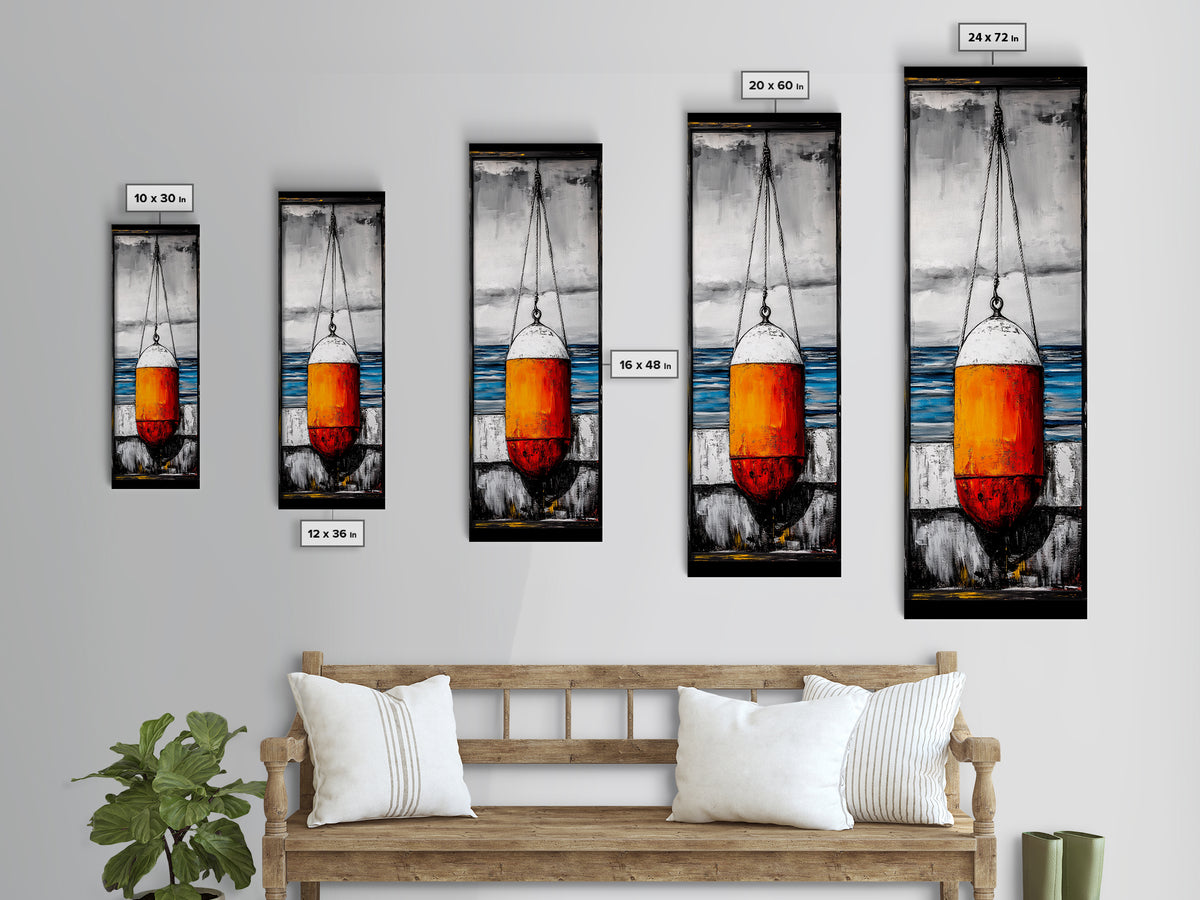 Nautical Buoy, Coastal Wall Art, Beach House Decor, Ocean Art, Framed Canvas Print, Maritime Art, Living Room Wall Art, Minimalist Style