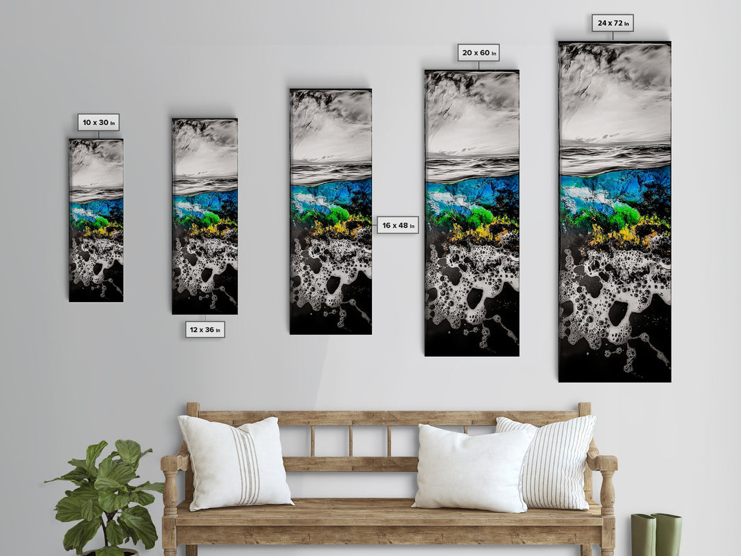 Ocean Depths, Abstract Seascape, Split View Art, Nautical Home Decor, Framed Canvas Print, Coastal Wall Art, Blue Tones Art, Unique Design