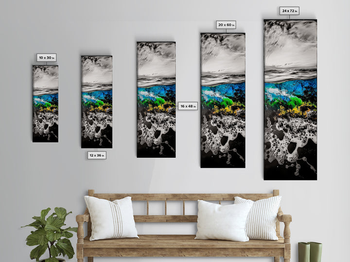 Ocean Depths, Abstract Seascape, Split View Art, Nautical Home Decor, Framed Canvas Print, Coastal Wall Art, Blue Tones Art, Unique Design