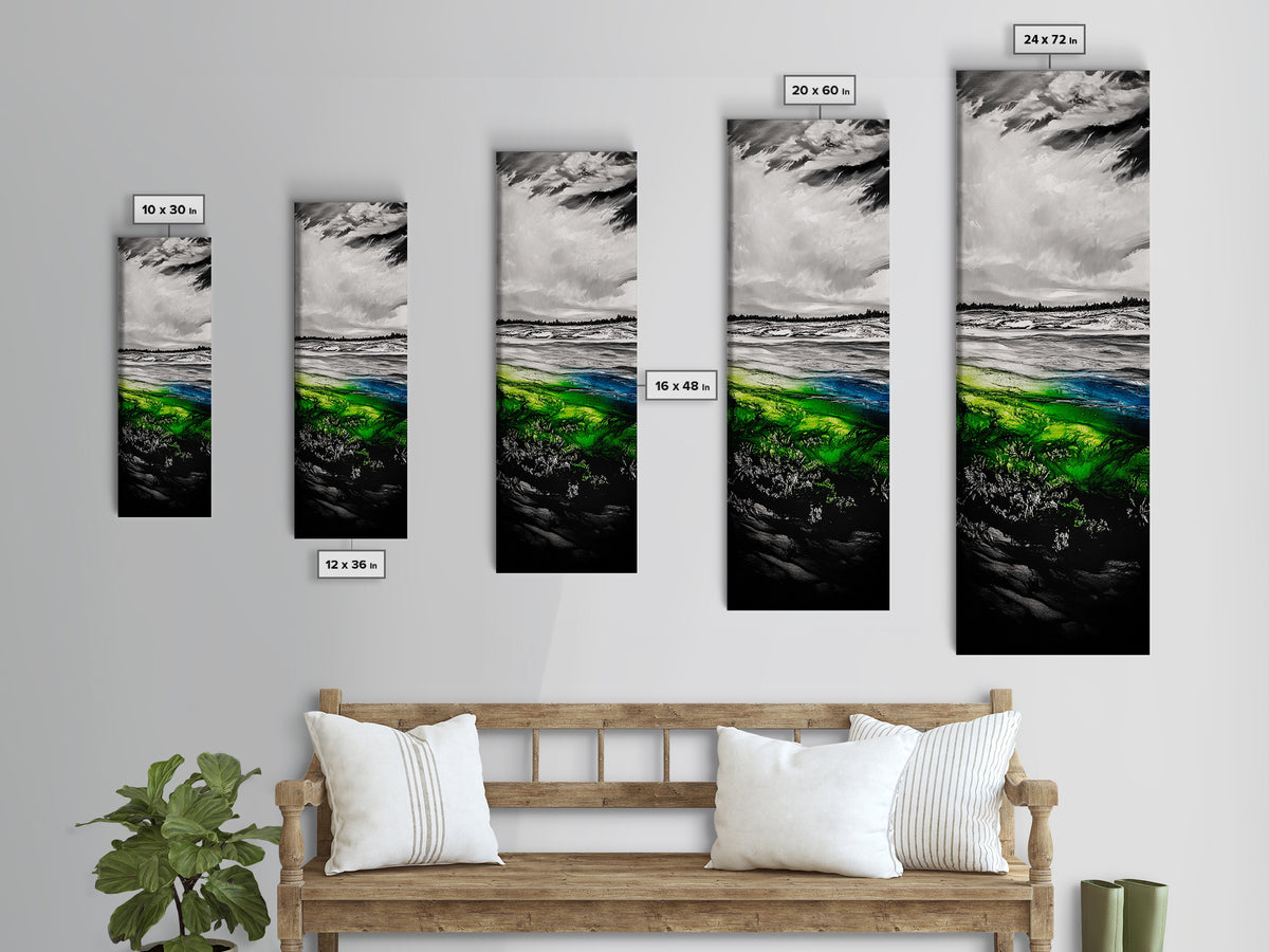 Abstract Landscape Wall Art, Green and Blue Coastal Decor, Nature Inspired Art, Modern Home Decor, Office Wall Art,
