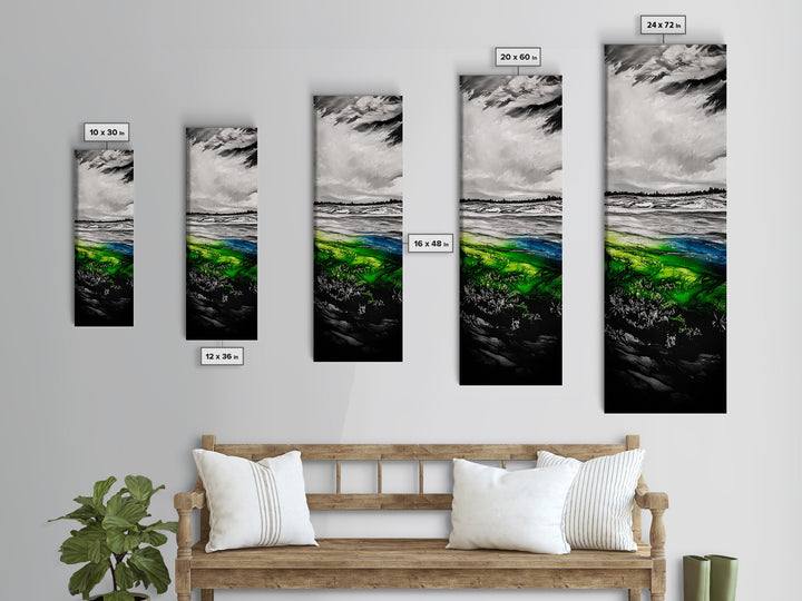 Abstract Landscape Wall Art, Green and Blue Coastal Decor, Nature Inspired Art, Modern Home Decor, Office Wall Art,