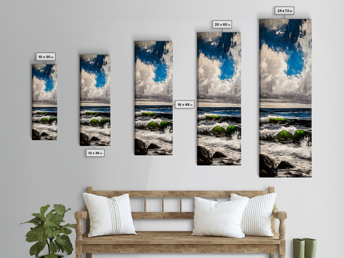 Ocean Wave Painting, Coastal Wall Art, Blue and Green Seascape, Nautical Artwork, Modern Beach House Decor, Living Room Art, Canvas Print