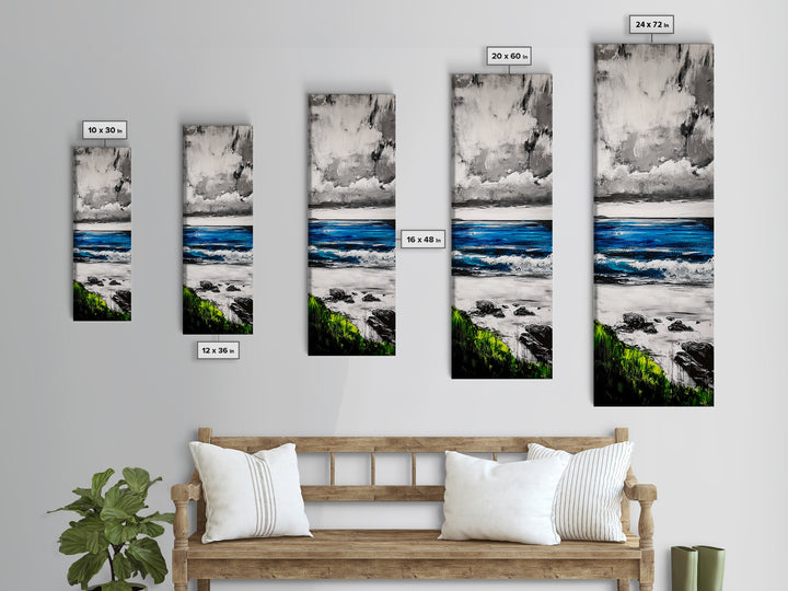 Ocean Horizon Painting, Abstract Seascape Art, Blue and Green Coastal Decor, Contemporary Nautical Art, Dining Room Wall Art, Canvas Print