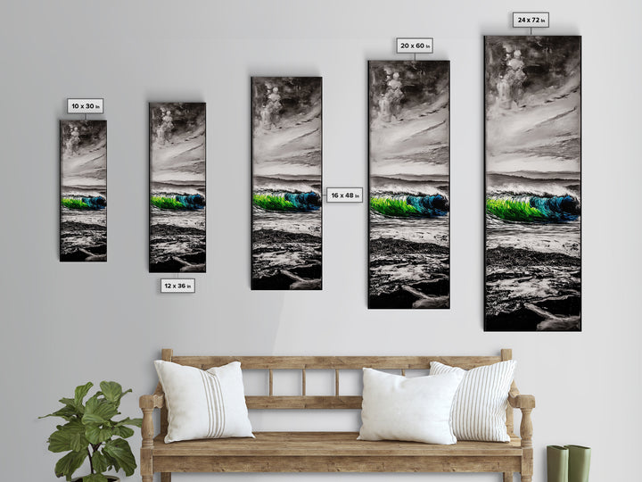 Ocean Landscape Painting, Coastal Art, Beach House Decor, Serene Seascape, Blue and Green Artwork, Living Room Art, Framed Canvas Print