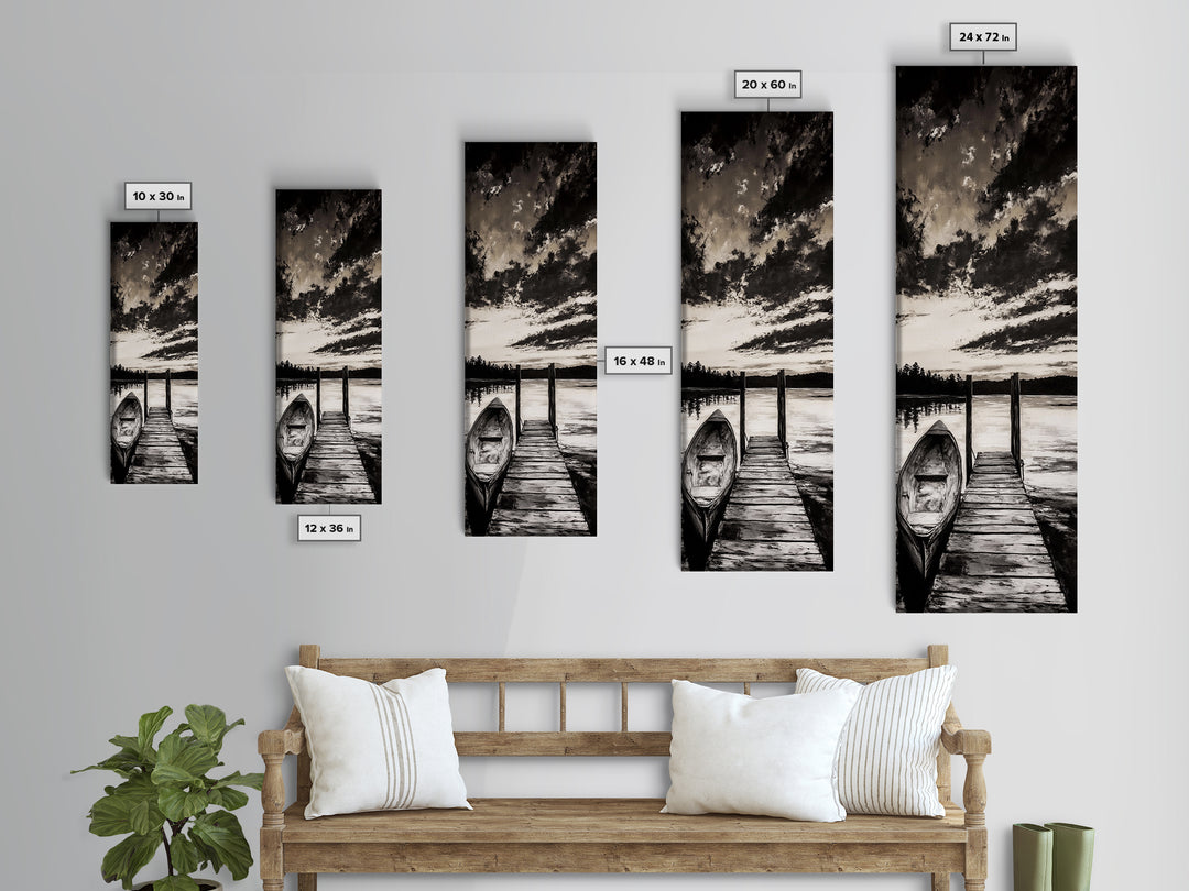 Black and White Seascape, Ocean Wave Painting, Minimalist Coastal Wall Decor, Beach House Artwork, Living Room Art, Framed Canvas Print