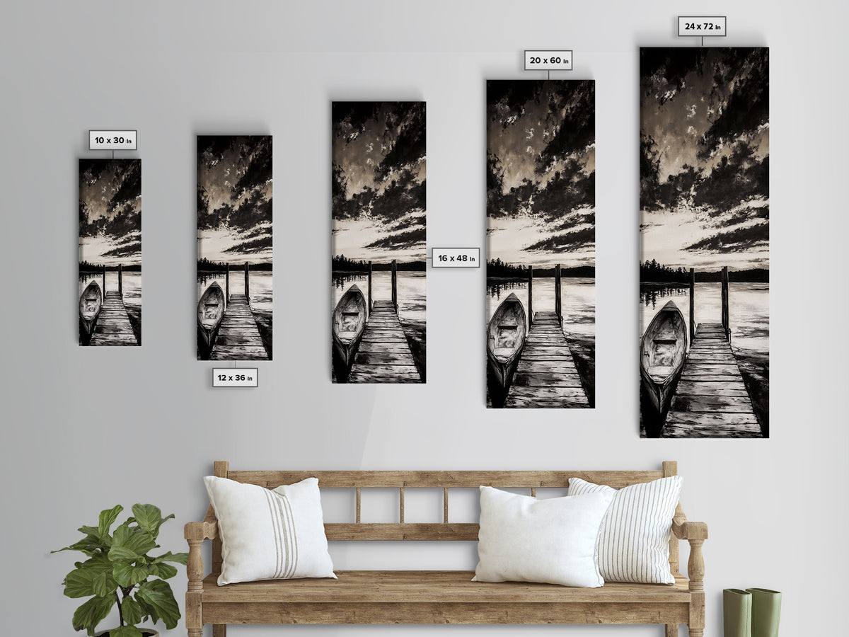 Black and White Seascape, Ocean Wave Painting, Minimalist Coastal Wall Decor, Beach House Artwork, Living Room Art, Framed Canvas Print