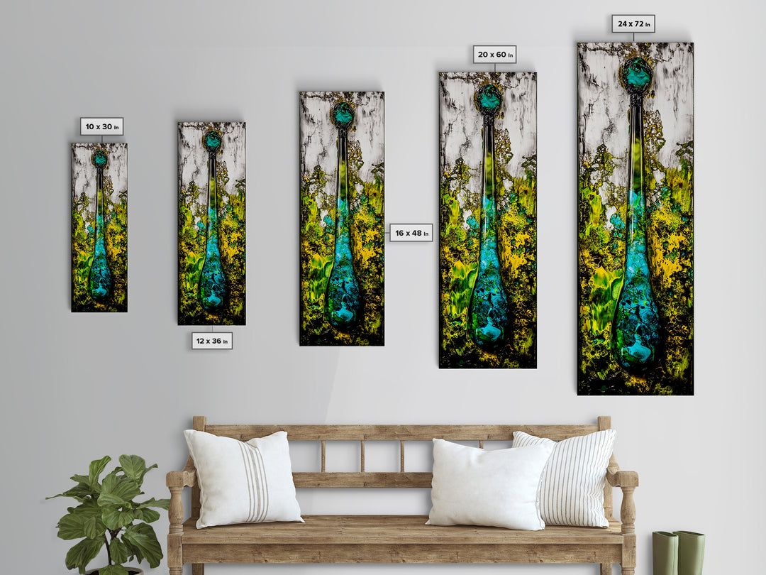 Abstract Glass Art, Fluid Painting Print, Green and Blue Modern Art, Contemporary Wall Decor, Unique Home Accent, Canvas Print