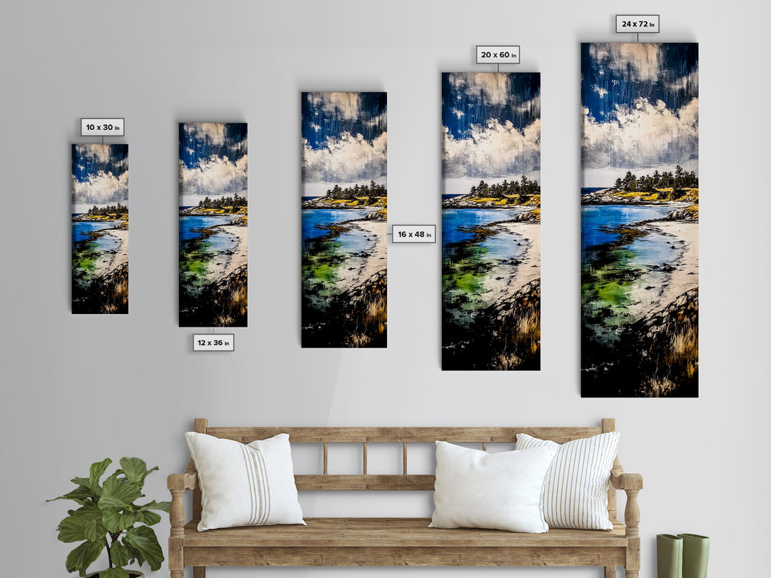 Coastal View, Ocean Serenity, Beach Scene, Tranquil Art, Framed Canvas Print, Living Room Wall Art, Seascape Painting, Nautical Home Decor