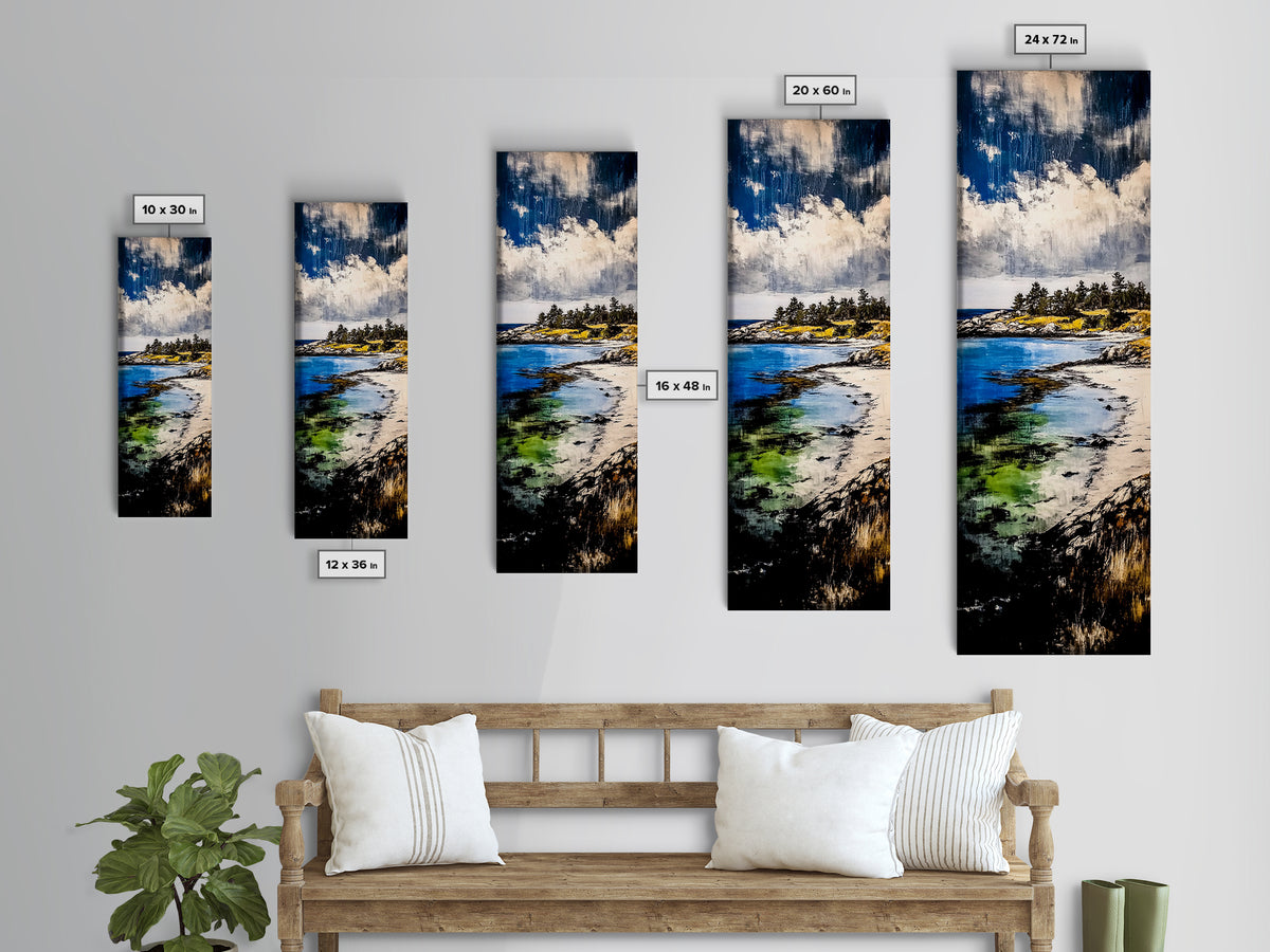 Coastal View, Ocean Serenity, Beach Scene, Tranquil Art, Framed Canvas Print, Living Room Wall Art, Seascape Painting, Nautical Home Decor