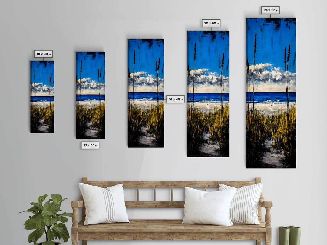 Coastal Dunes, Ocean View, Blue Sky, Framed Canvas Print, Beach Wall Art, Nautical Decor, Living Room Wall Art, Seaside Home Decor