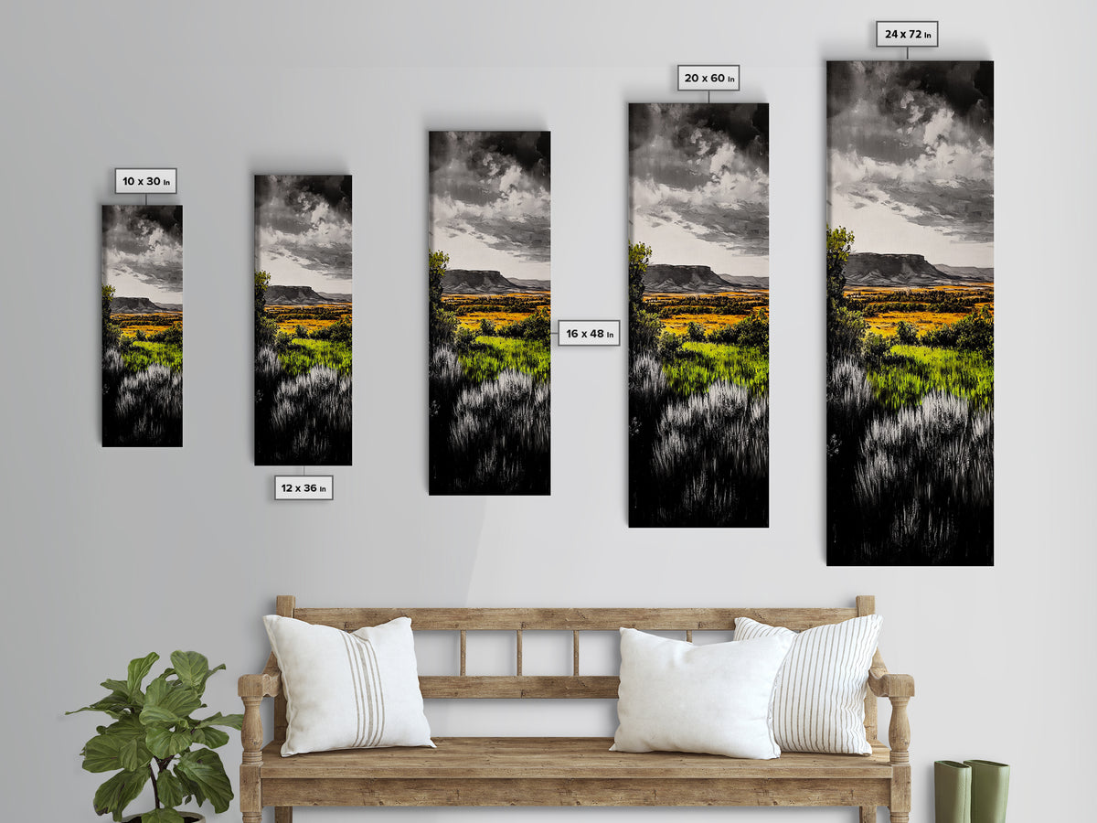 Autumn Fields, Dramatic Sky, Nature Landscape, Canvas Print, Scenic Wall Art, Rustic Home Decor, Warm Toned Painting, Living Room Art