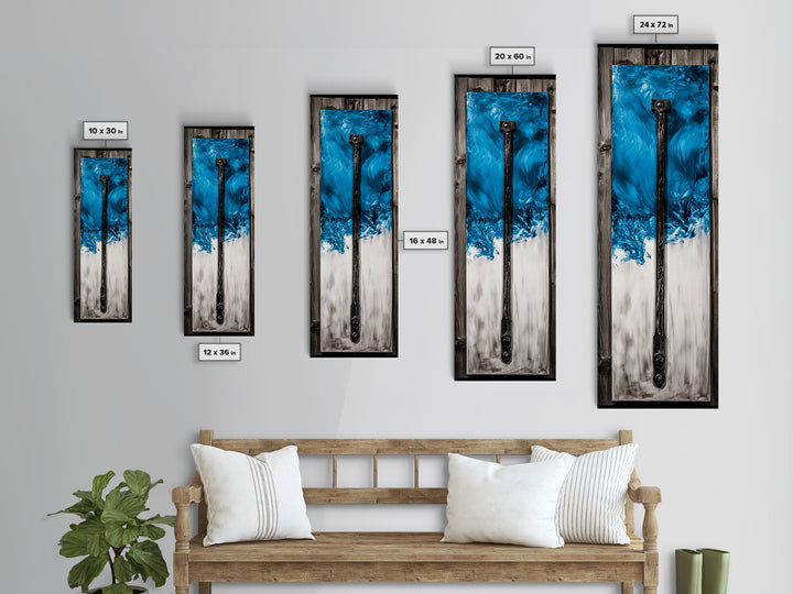 Abstract Metal Art, Modern Industrial Design, Blue and White Wall Decor, Unique Home Statement, Contemporary Style, Canvas Print