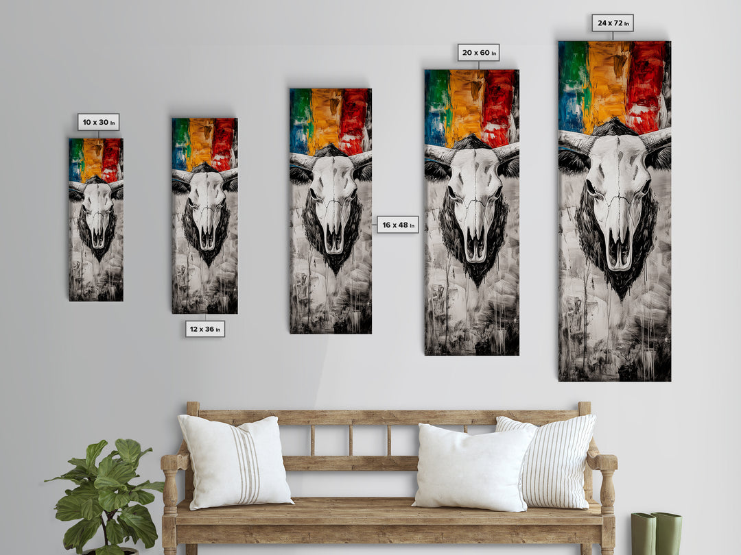 Skull, Western, Rustic, Canvas Print, Cowboy Wall Art, Southwestern Decor, Bold Statement Art, Boho Farmhouse, Eclectic Home Decor