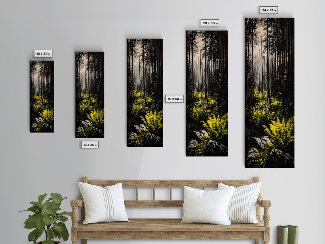 Forest, Ferns, Nature, Canvas Print, Dark Green Wall Art, Botanical Decor, Woodland Artwork, Tranquil Nature Scene, Earthy Home Accent