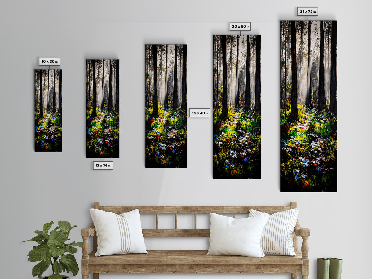 Pathway, Trees, Woodland, Canvas Print, Nature Lover Art, Whimsical Forest Scene, Sunlit Woods, Bohemian Wall Decor, Autumn Inspired Art