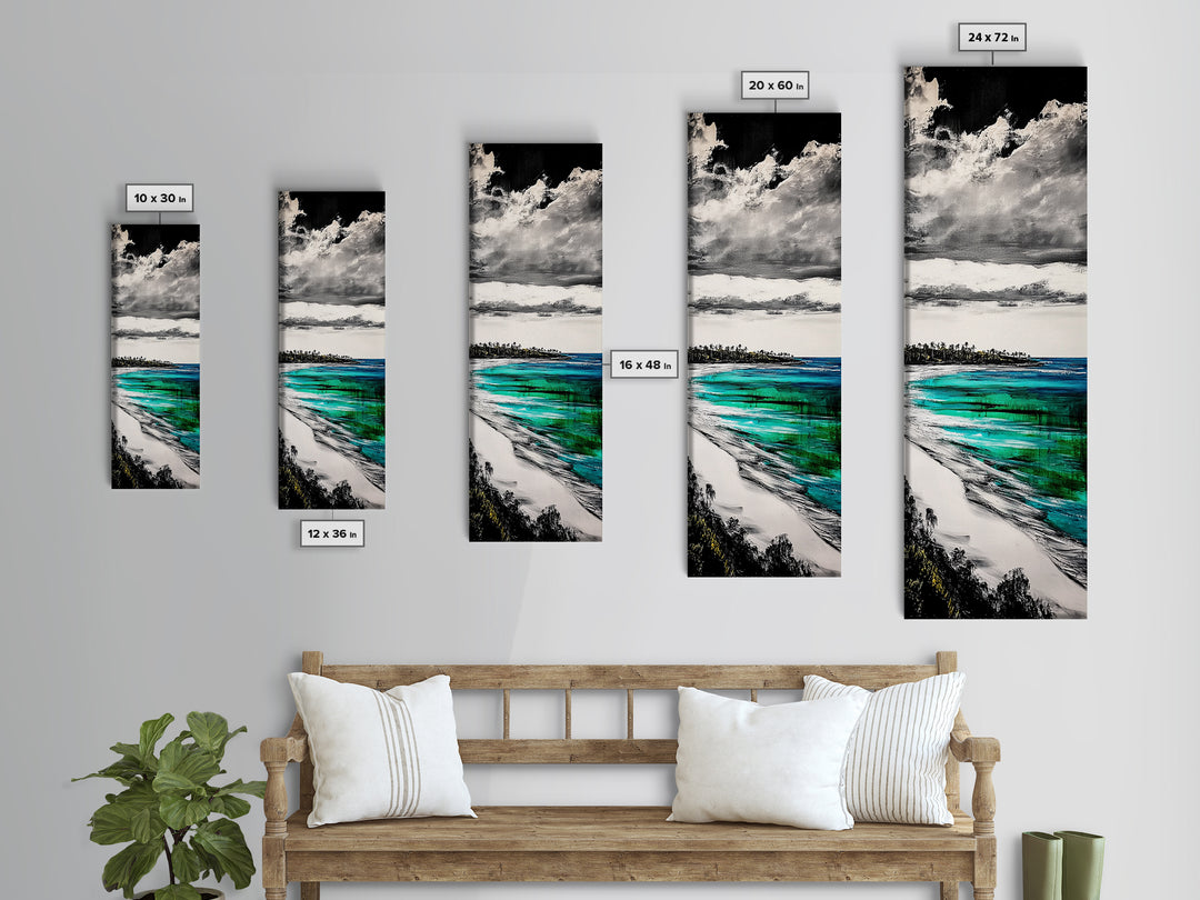 Turquoise Shore, Tropical Art, Beach Landscape, Canvas Print, Coastal Wall Art, Vibrant Ocean Decor, Living Room Artwork, Beach House
