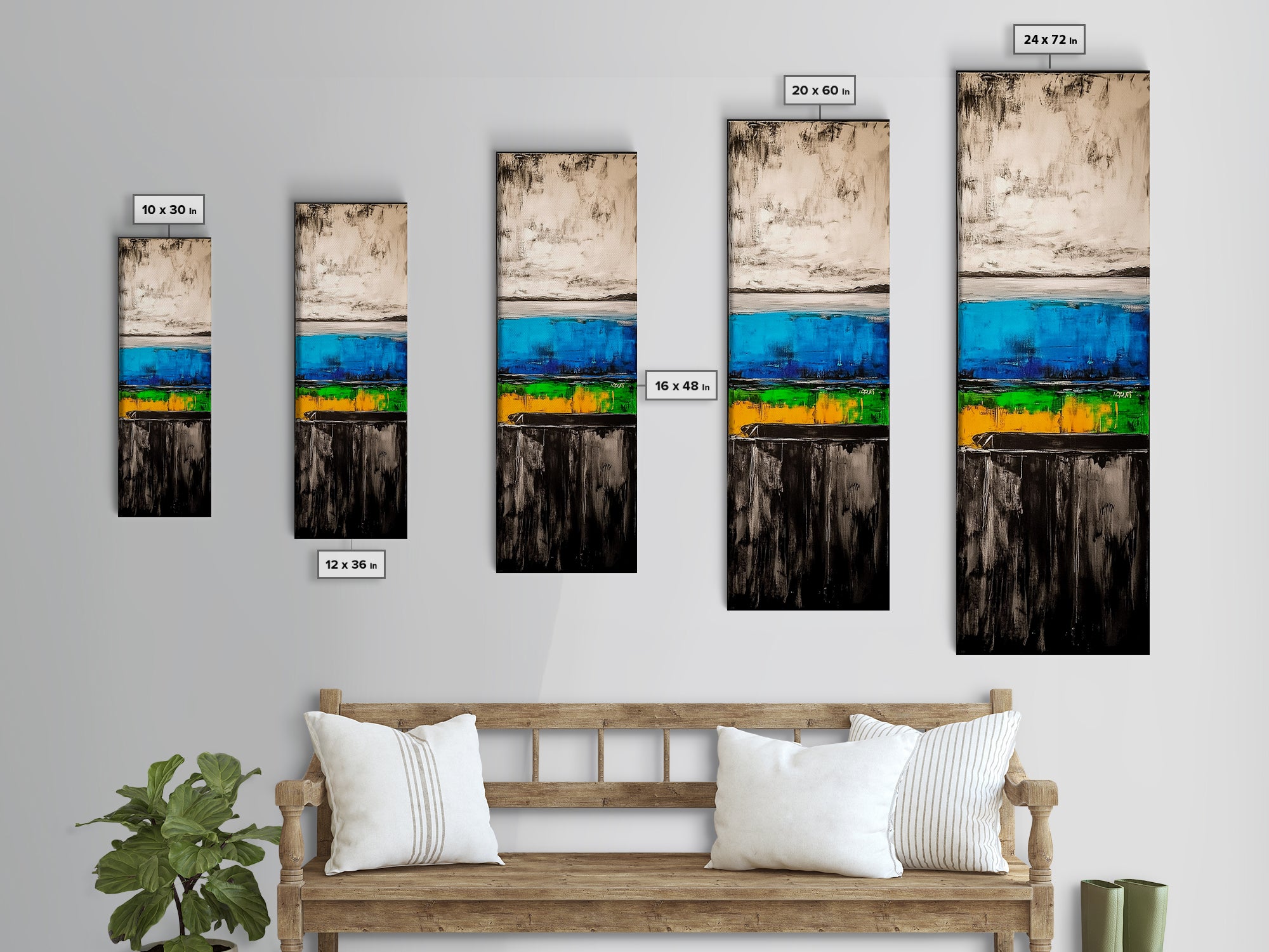 Abstract Ocean, Modern Art, Coastal Wall Decor, Blue and Yellow Painting, Framed Canvas Print, Minimalist Art, Contemporary Home Decor
