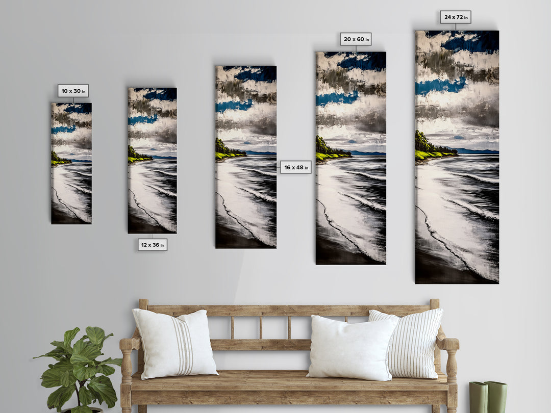 Coastal Shoreline, Blue and Green Art, Beach Wall Art, Ocean Canvas Print, Nautical Home Decor, Large Wall Art, Modern Living Room Art