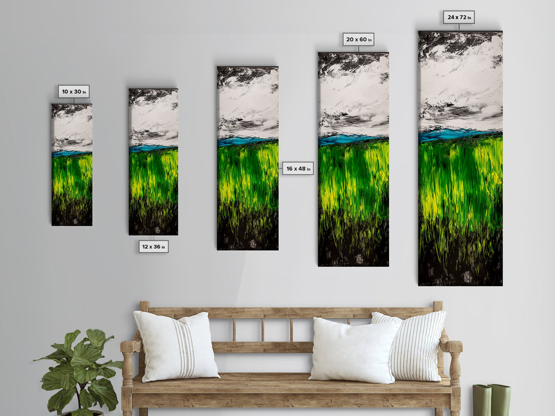 Rolling Fields, Abstract Nature Art, Blue and Yellow Landscape, Rustic Wall Art, Modern Impressionism, Living Room Decor, Canvas Print