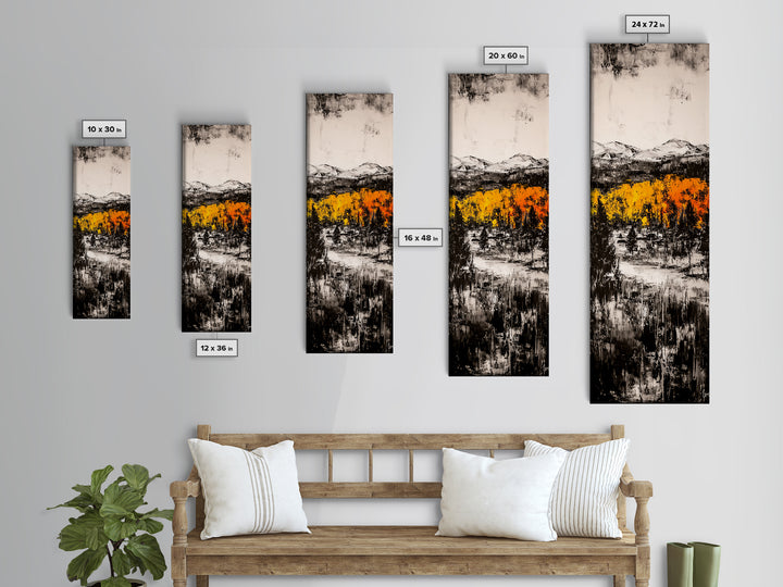 Autumn Forest, Mountain Landscape, Rustic Wall Art, Canvas Print, Fall Home Decor, Cozy Cabin Artwork, Nature Painting, Earthy Wall Accent