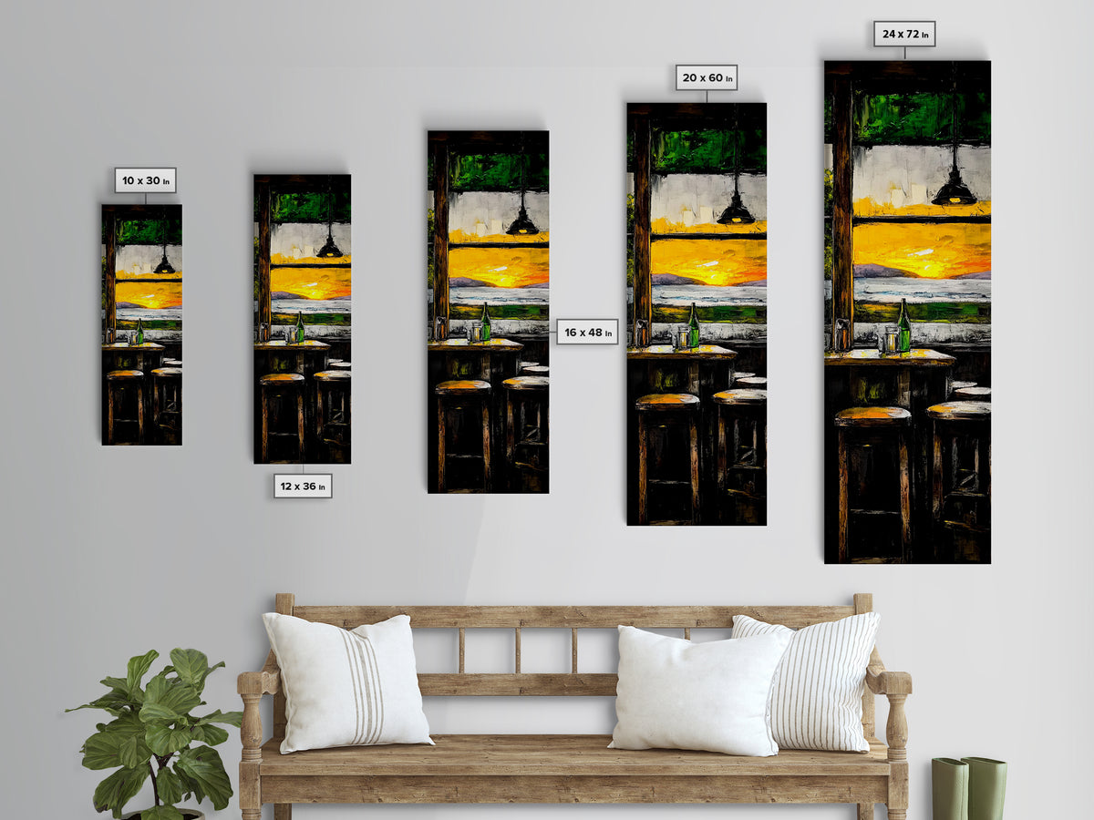 Bar Sunset, Cozy Tavern Art, Rustic Interior Painting, Canvas Print, Warm Evening Decor, Relaxed Home Vibes, Kitchen or Bar Wall Art