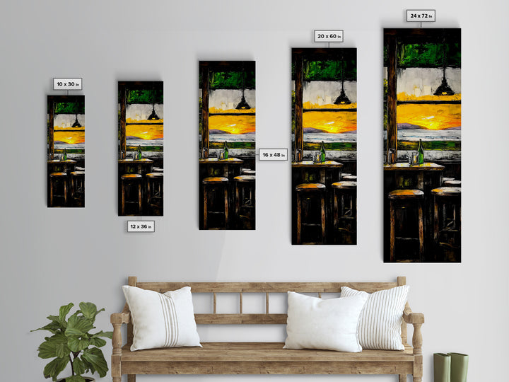 Bar Sunset, Cozy Tavern Art, Rustic Interior Painting, Canvas Print, Warm Evening Decor, Relaxed Home Vibes, Kitchen or Bar Wall Art