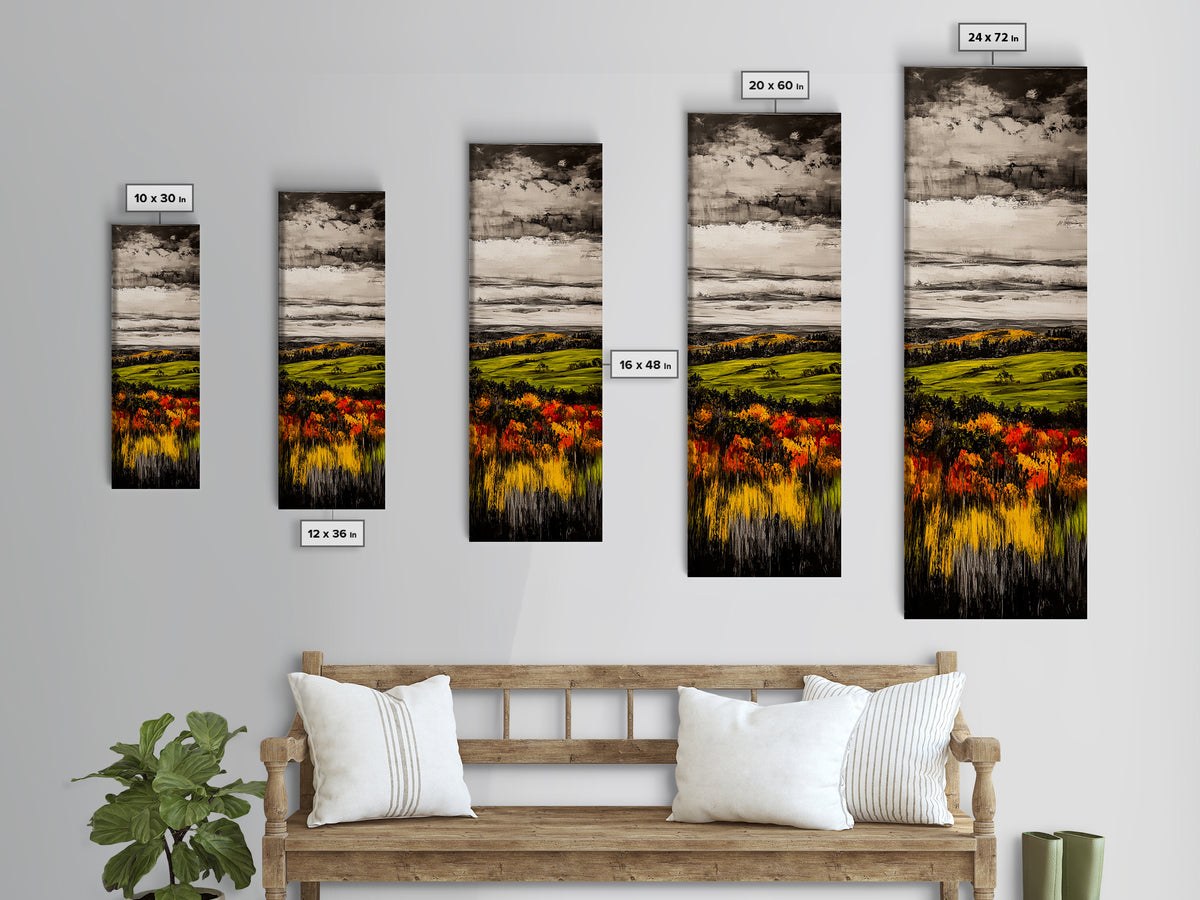 Autumn Fields, Rolling Hills, Warm Tones, Canvas Print, Rustic Landscape, Farmhouse Wall Art, Cozy Home Decor, Living Room Art