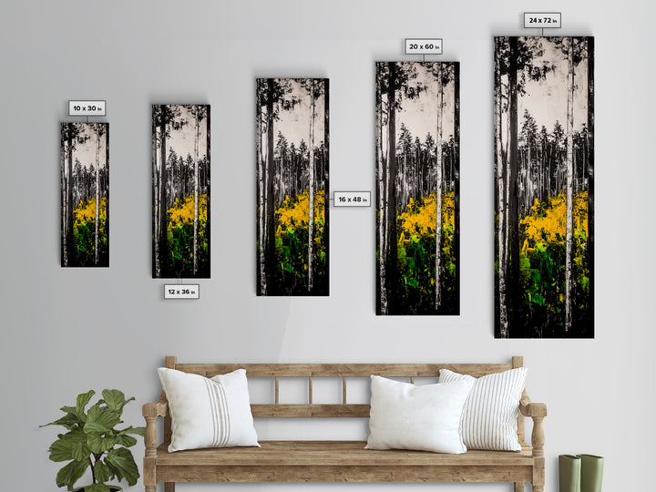 Birch Forest, Black and White Art, Nature Wall Art, Framed Canvas Print, Rustic Woodland, Farmhouse Decor, Living Room Artwork
