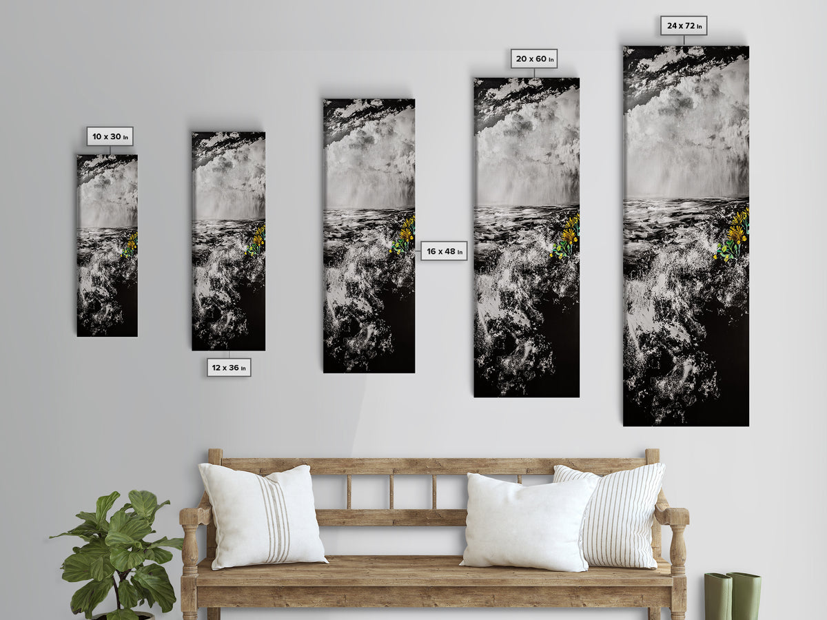 Ocean Storm, Dramatic Seascape, Black and White Art, Framed Canvas Print, Coastal Wall Decor, Moody Art, Unique Gift