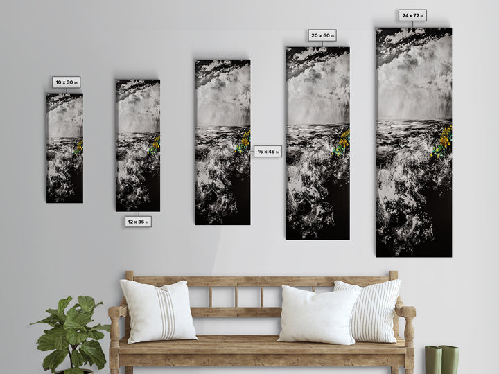 Ocean Storm, Dramatic Seascape, Black and White Art, Framed Canvas Print, Coastal Wall Decor, Moody Art, Unique Gift