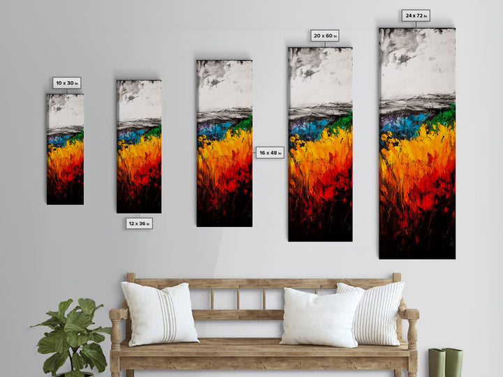 Vibrant Field Painting, Abstract Landscape Art, Bold Colorful Decor, Framed Canvas Print, Boho Wall Art, Living Room Statement Piece