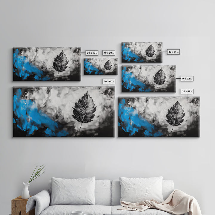 Black Leaf, Abstract Nature Art, Monochrome Wall Art, Canvas Print, Modern Minimalist Decor, Office Wall Art, Boho Art