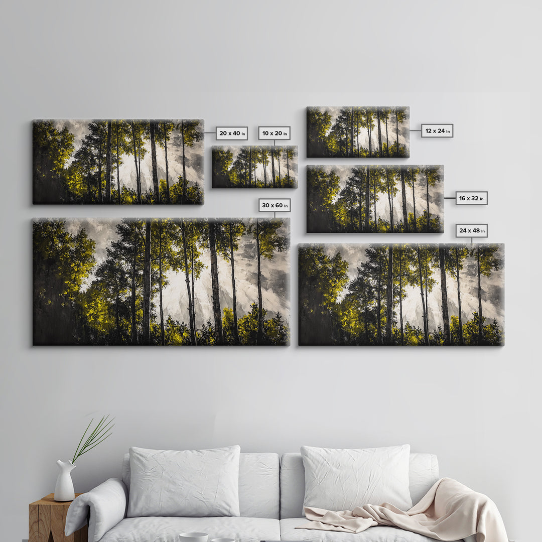 Sunlit Forest, Autumn Trees, Fall Home Decor, Framed Canvas Print, Nature Lover Gift, Cozy Wall Art, Woodland Art