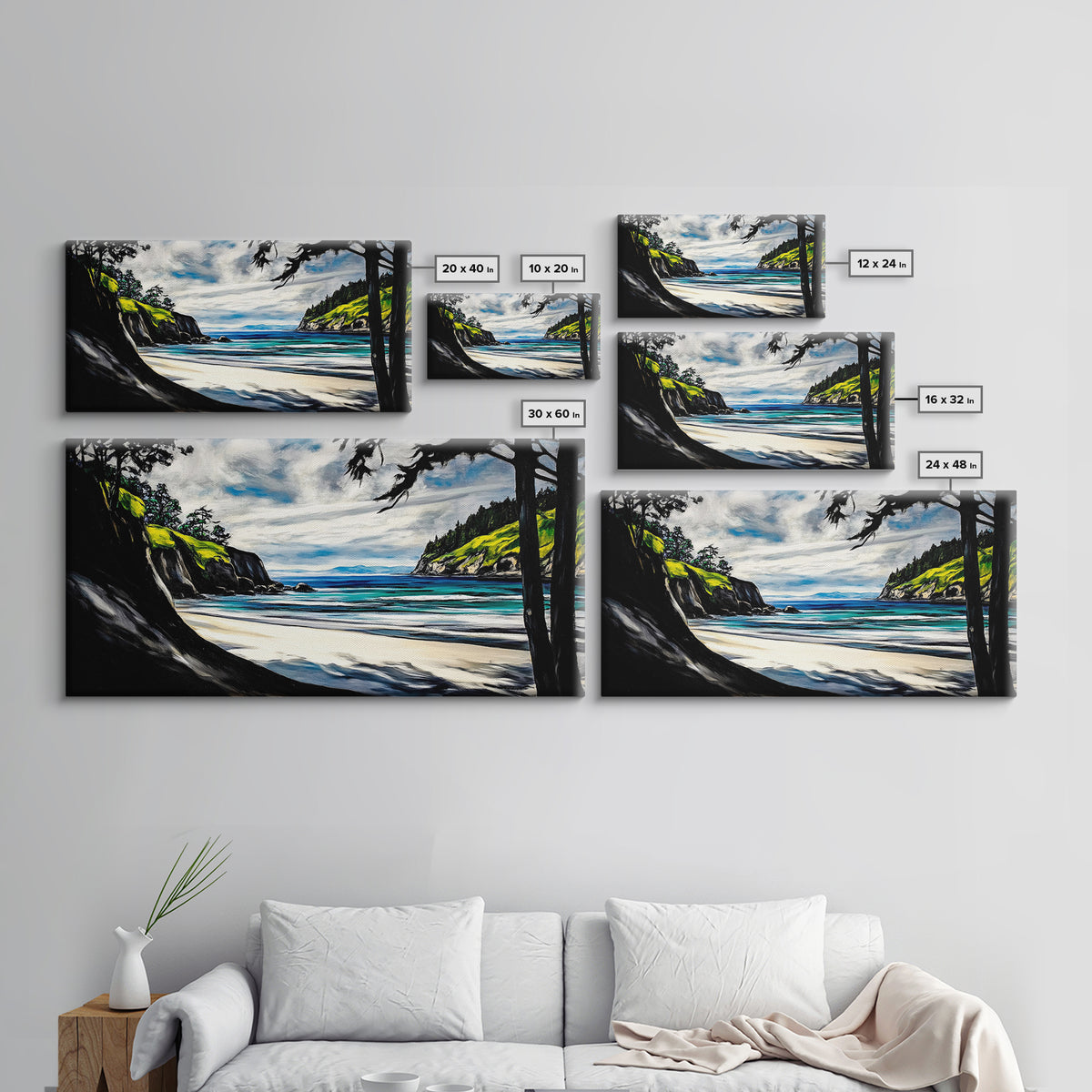 Coastal View, Ocean Cliffs, Nature Scene, Canvas Print, Beach Wall Art, Relaxing Home Decor, Nautical Theme, Large Seascape Painting