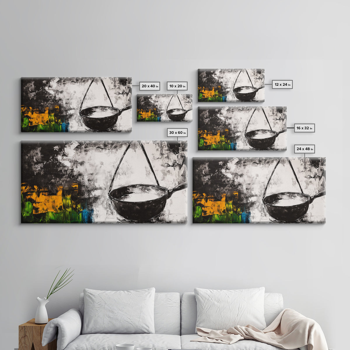 Abstract Kitchen Art, Black and White Canvas Print, Minimalist Artwork, Rustic Wall Decor, Unique Home Aesthetic, Framed Canvas Print