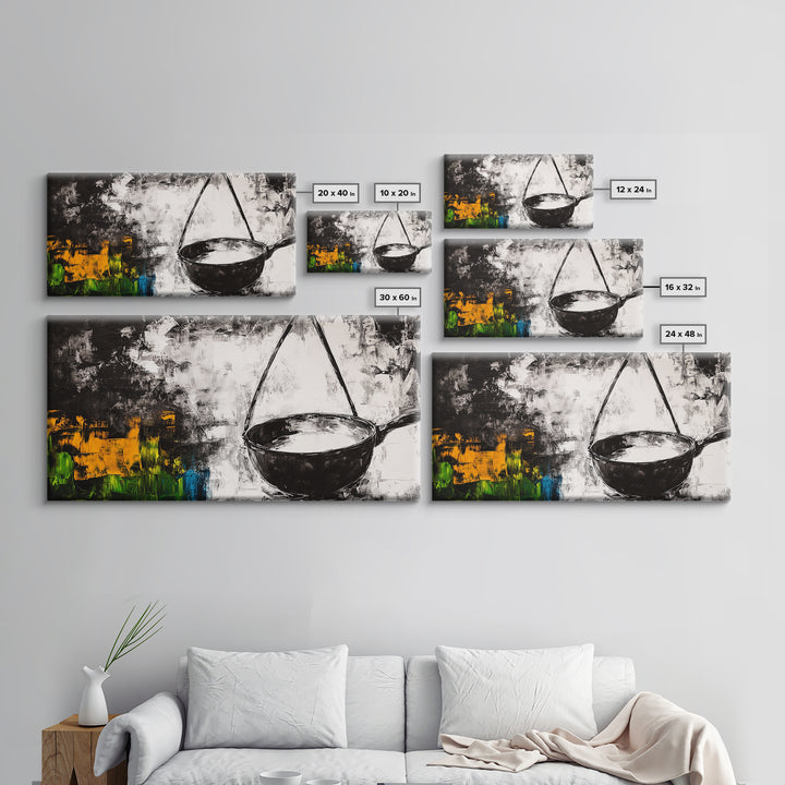 Abstract Kitchen Art, Black and White Canvas Print, Minimalist Artwork, Rustic Wall Decor, Unique Home Aesthetic, Framed Canvas Print