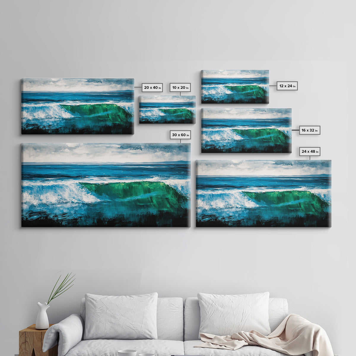 Ocean Wave, Sea Painting, Canvas Print, Coastal Wall Art, Beach Home Decor, Nautical Art, Large Wall Art, Bedroom Art, Modern Seascape