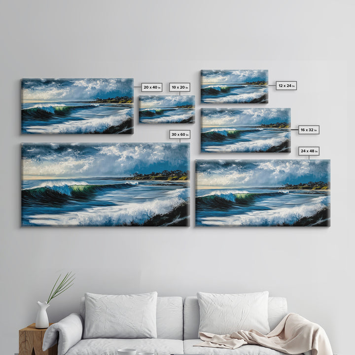 Stormy Waves, Dramatic Seascape, Canvas Print, Coastal Wall Art, Beach House Decor, Nautical Art, Moody Ocean Scene, Living Room Wall Art