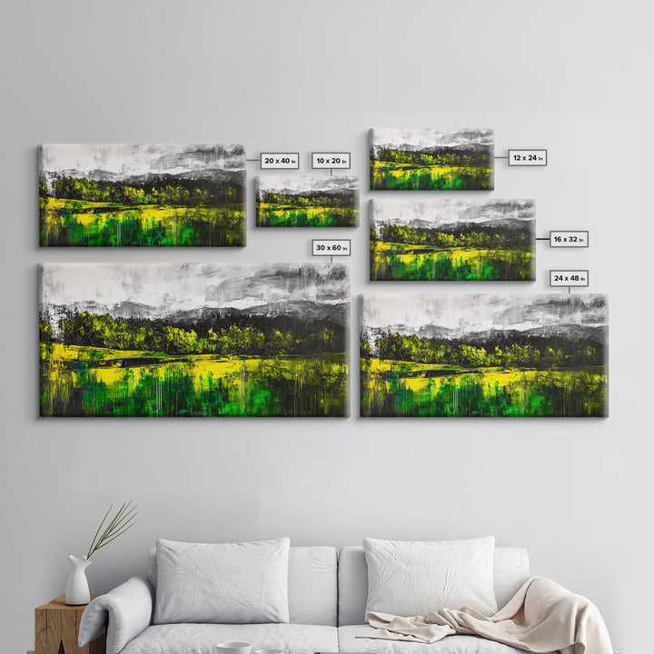 Vibrant Hills, Greenery Landscape, Abstract Painting, Canvas Print, Modern Wall Art, Eclectic Home Decor, Bold Color Palette, Unique Art