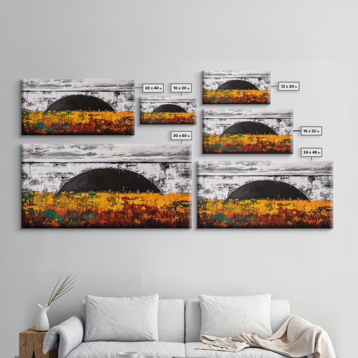 Golden Meadow, Sunset Fields, Rustic Landscape, Framed Canvas Print, Autumn Decor, Warm Colors, Cozy Home Art, Living Room Wall Art