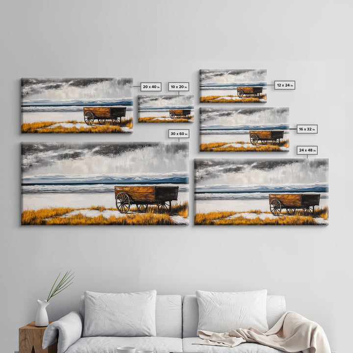 Rustic Wagon, Western Decor, Autumn Wall Art, Landscape Canvas Print, Farmhouse Living Room Art, Country Style, Nature Wall Decor