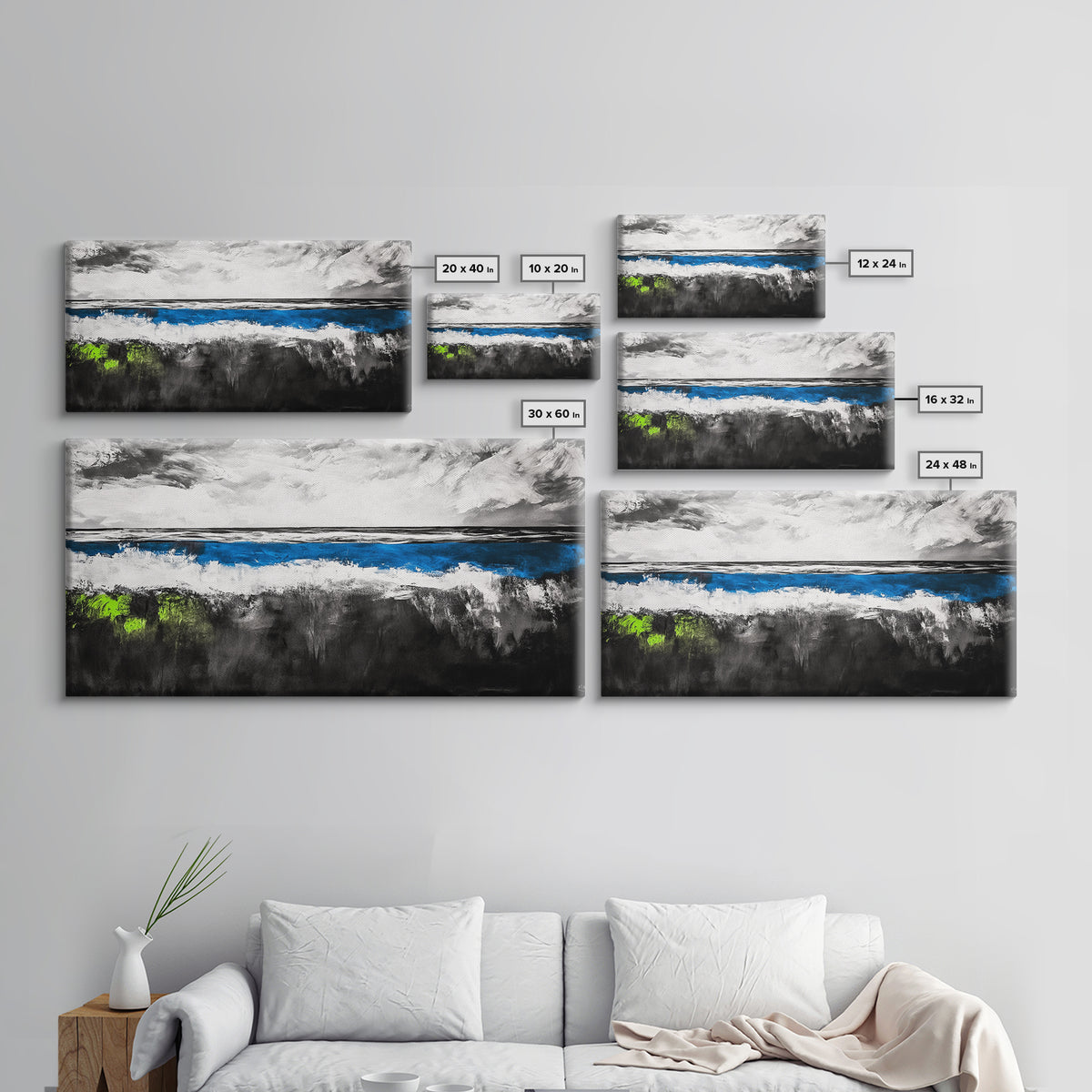 Abstract Ocean, Minimalist Seascape, Modern Coastal Wall Art, Ocean View, Nautical Home Decor, Framed Canvas Print, Beach House Art