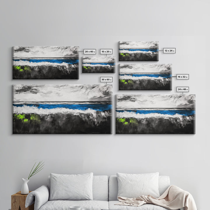 Abstract Ocean, Minimalist Seascape, Modern Coastal Wall Art, Ocean View, Nautical Home Decor, Framed Canvas Print, Beach House Art