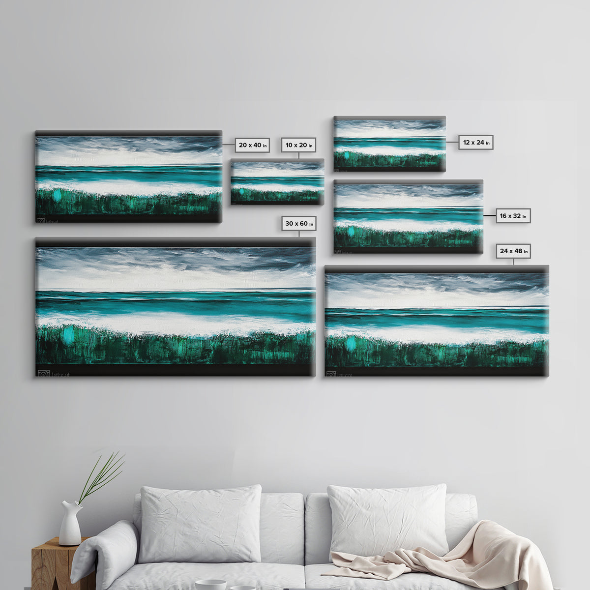 Ocean Waves, Blue Sea, Modern Coastal Art, Framed Canvas Print, Large Wall Art, Beach House Decor, Minimalist Art, Living Room Wall Art