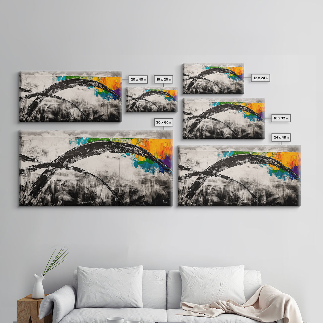 Abstract Arch, Black and White Art, Minimalist Style, Modern Abstract, Contemporary Painting, Neutral Tones, Office Wall, Canvas Print