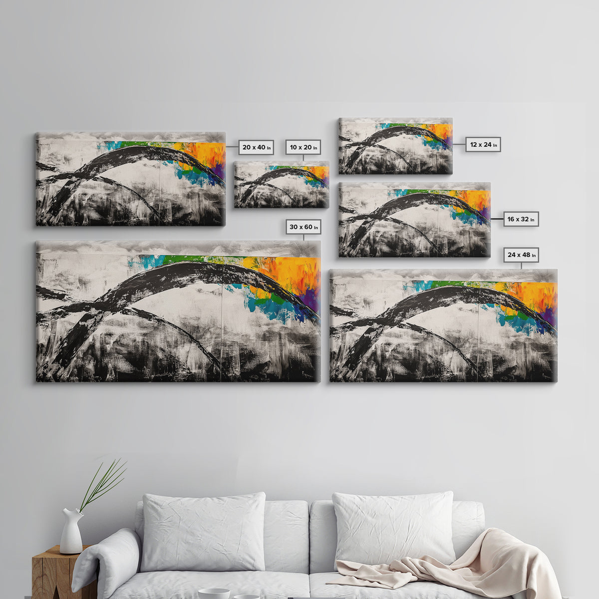 Abstract Arch, Black and White Art, Minimalist Style, Modern Abstract, Contemporary Painting, Neutral Tones, Office Wall, Canvas Print