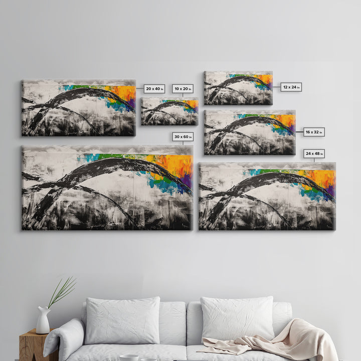 Abstract Arch, Black and White Art, Minimalist Style, Modern Abstract, Contemporary Painting, Neutral Tones, Office Wall, Canvas Print