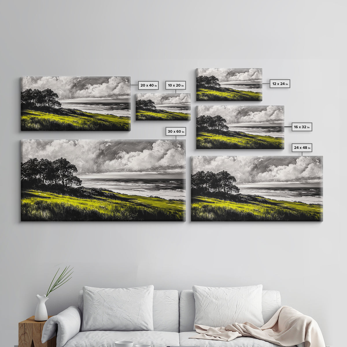 Coastal Landscape, Ocean View, Sunset Wall Art, Seaside Decor, Modern Seascape, Framed Canvas Print, Living Room Wall Art, Beach Painting