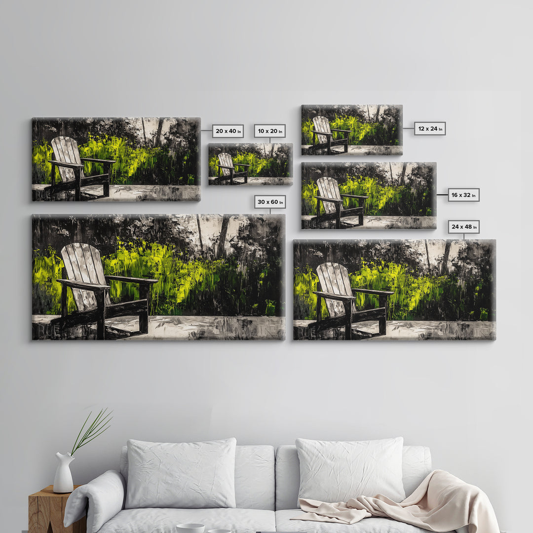 Adirondack Chair, Rustic Decor, Outdoor Art, Nature Print, Cabin Wall Art, Country Home Decor, Farmhouse Wall Art, Framed Canvas Print